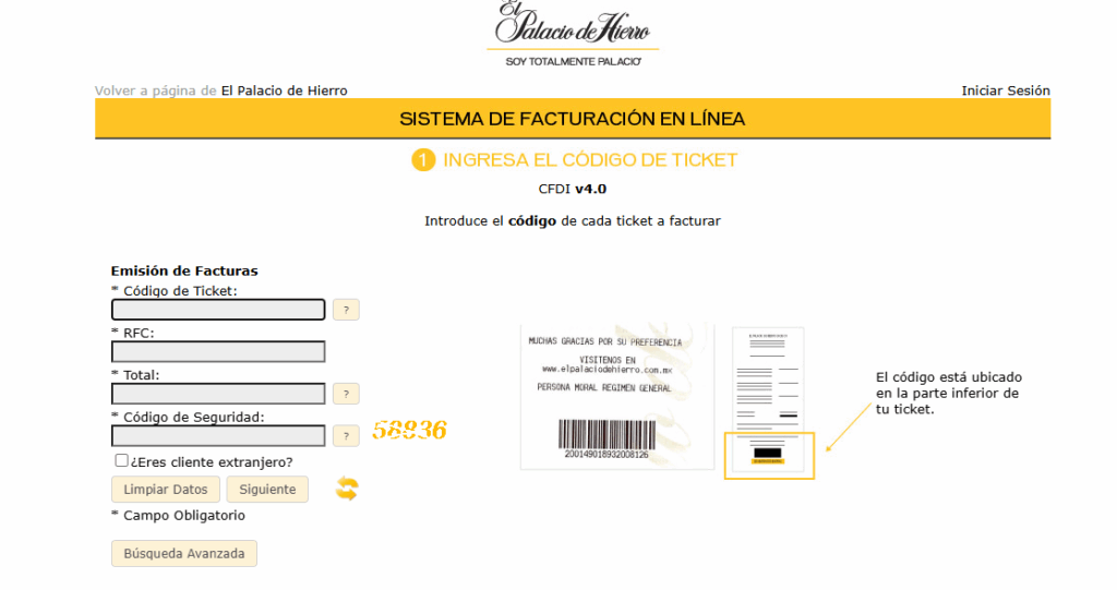 facturar en el palacio de hierro