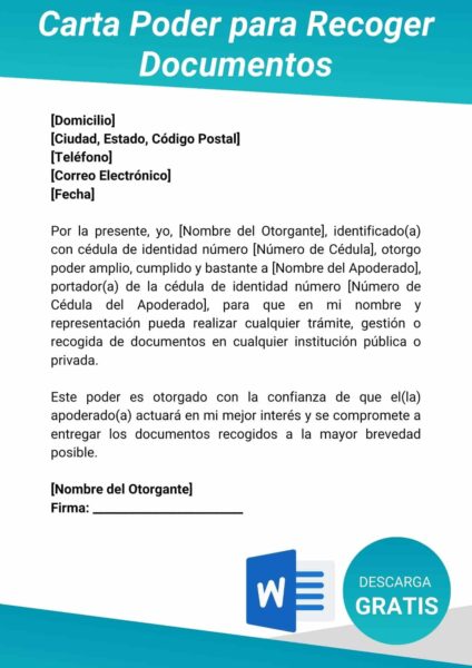 carta poder ejemplo	