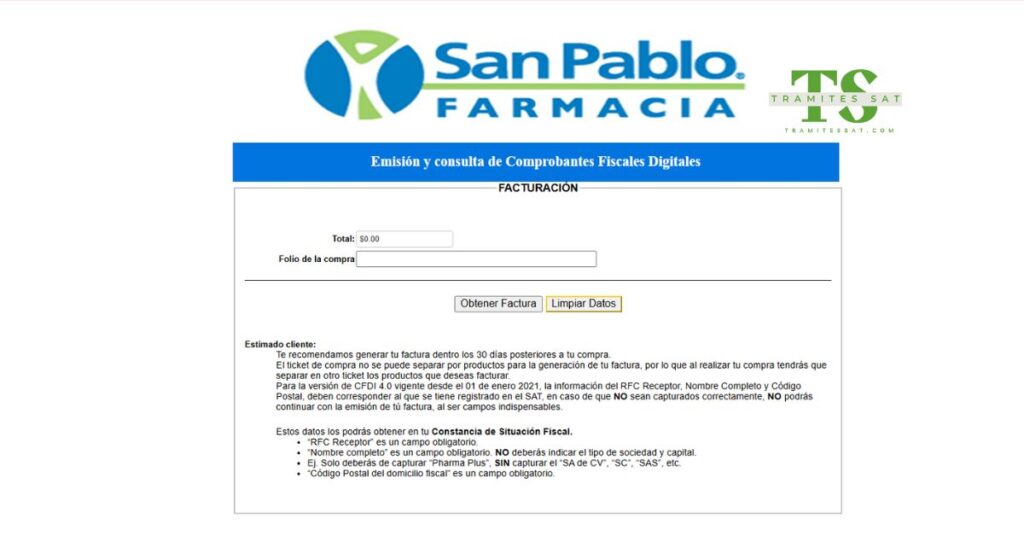Farmacia San Pablo Facturación