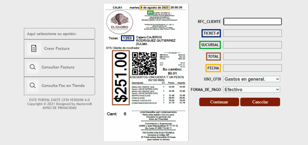 facturación el globo