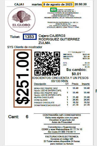 ticket de globo